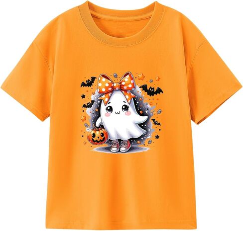 Halloween Shirts for Kids Toddler Boys Girls Pumpkin Shirts Ghost T-Shirts Clothes Short Sleeve Cotton Tee 2-8T in Saudi Arabia