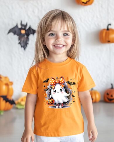 Halloween Shirts for Kids Toddler Boys Girls Pumpkin Shirts Ghost T-Shirts Clothes Short Sleeve Cotton Tee 2-8T in Saudi Arabia
