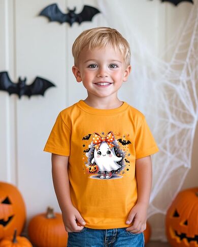 Halloween Shirts for Kids Toddler Boys Girls Pumpkin Shirts Ghost T-Shirts Clothes Short Sleeve Cotton Tee 2-8T in Saudi Arabia