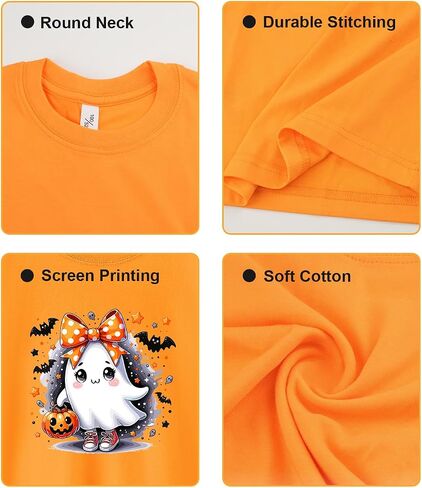 Halloween Shirts for Kids Toddler Boys Girls Pumpkin Shirts Ghost T-Shirts Clothes Short Sleeve Cotton Tee 2-8T in Saudi Arabia