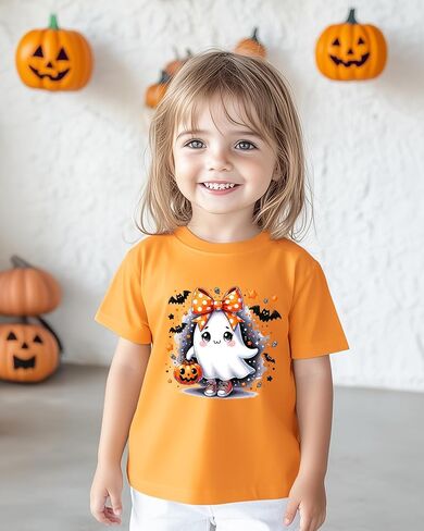 Halloween Shirts for Kids Toddler Boys Girls Pumpkin Shirts Ghost T-Shirts Clothes Short Sleeve Cotton Tee 2-8T in Saudi Arabia
