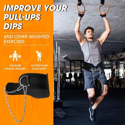 Dip Belt for Weightlifting, MTWEAR Dip Belt With Chain for Pull Up, Squats and Dips, Weighted Pull Up Belt With Comfortable Waist Support for Men & Women,550lbs - 650lbs Weight Capacity in Saudi Arabia