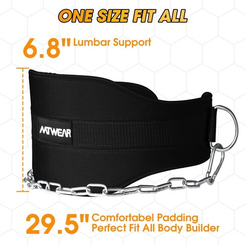 Dip Belt for Weightlifting, MTWEAR Dip Belt With Chain for Pull Up, Squats and Dips, Weighted Pull Up Belt With Comfortable Waist Support for Men & Women,550lbs - 650lbs Weight Capacity in Saudi Arabia