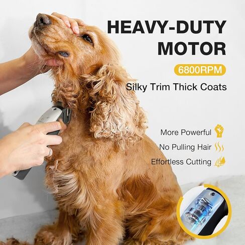 Dog Clippers for Grooming for Thick Heavy Coats, Professional Pet Grooming Clippers Supplies Kit Low Noise Rechargeable Stainless Steel Hair Trimmer with Ceramic Blade for Dogs Cats Animals in Kuwait