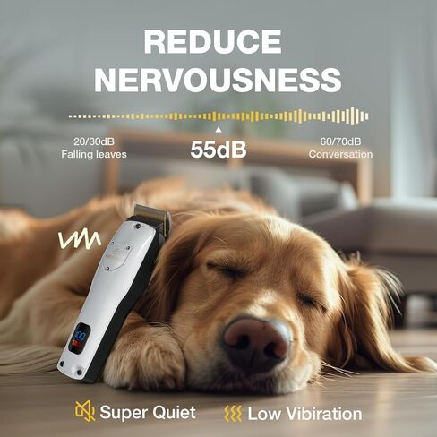 Dog Clippers for Grooming for Thick Heavy Coats, Professional Pet Grooming Clippers Supplies Kit Low Noise Rechargeable Stainless Steel Hair Trimmer with Ceramic Blade for Dogs Cats Animals in Kuwait