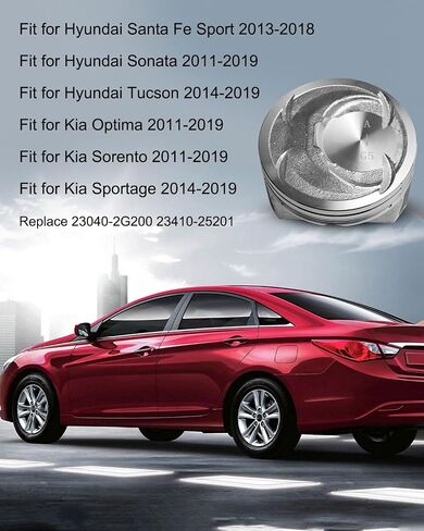 Piston Rings Pin Kit Fit for Hyundai Sonata Kia Optima Sorento Sportage 2.4L 2007-2019 Engine Piston and Pin and Snap Ring Kit Replace 23040-2G200 23410-25201 in Saudi Arabia