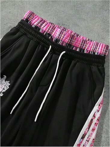 GORGLITTER Men's Double Waisted Sweatpants Baggy Sweats Y2K Striped Side Wide Leg Track Pants in Saudi Arabia