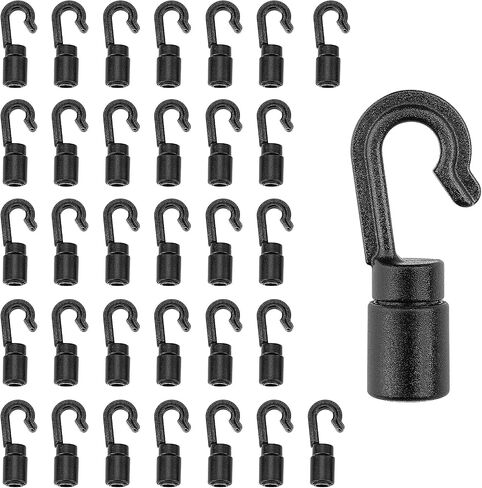 ZHOUBIN Shock Cord End Hooks for 3/16 inch to 1/4 inch, Black Plastic Bungee Cord Terminal Hooks, 16 Pcs in Saudi Arabia