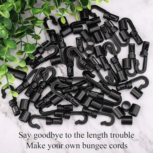 ZHOUBIN Shock Cord End Hooks for 3/16 inch to 1/4 inch, Black Plastic Bungee Cord Terminal Hooks, 16 Pcs in Saudi Arabia