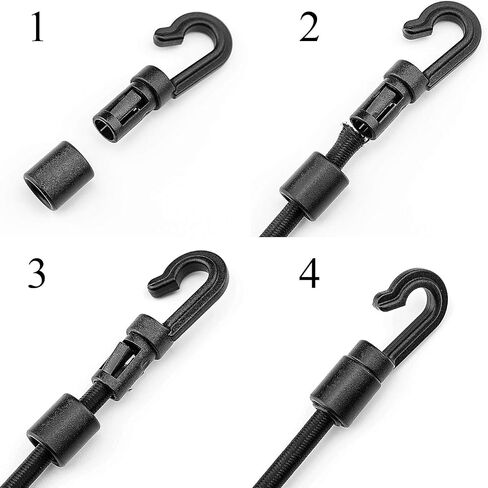 ZHOUBIN Shock Cord End Hooks for 3/16 inch to 1/4 inch, Black Plastic Bungee Cord Terminal Hooks, 16 Pcs in Saudi Arabia