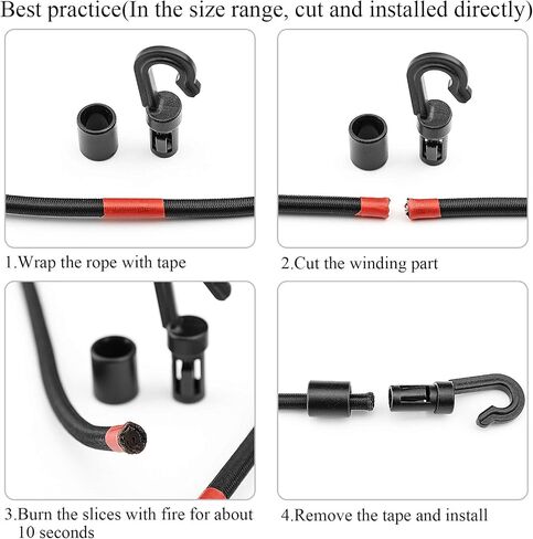ZHOUBIN Shock Cord End Hooks for 3/16 inch to 1/4 inch, Black Plastic Bungee Cord Terminal Hooks, 16 Pcs in Saudi Arabia
