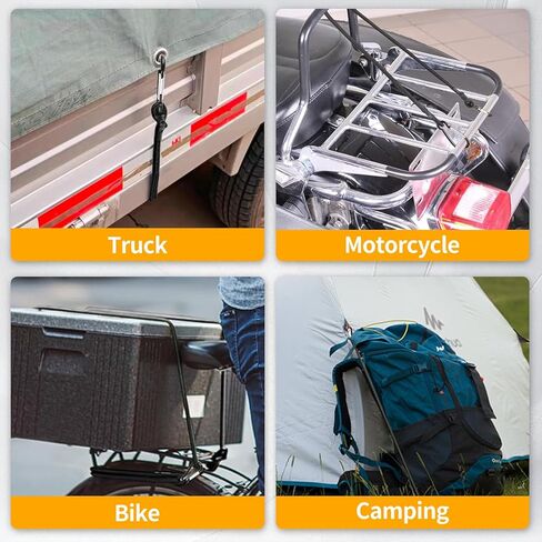 8 قطع من حبل بنجي مع خطافات، حبل بنجي عالي التحمل قابل للتعديل مقاس 30.48 سم مع أشرطة وخطافات بنجي سوداء، قوة كسر عالية لرف الأمتعة في الهواء الطلق، والبضائع، وعربات اليد، والدراجة، ومعدات التخييم in Kuwait