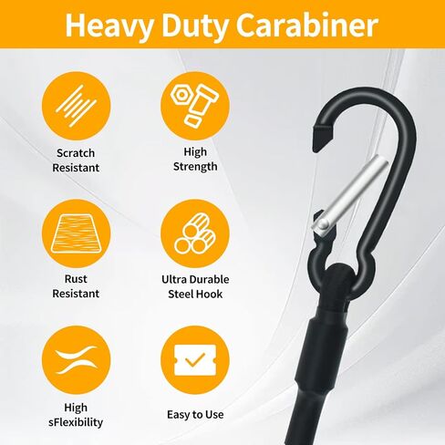 8 قطع من حبل بنجي مع خطافات، حبل بنجي عالي التحمل قابل للتعديل مقاس 30.48 سم مع أشرطة وخطافات بنجي سوداء، قوة كسر عالية لرف الأمتعة في الهواء الطلق، والبضائع، وعربات اليد، والدراجة، ومعدات التخييم in Kuwait