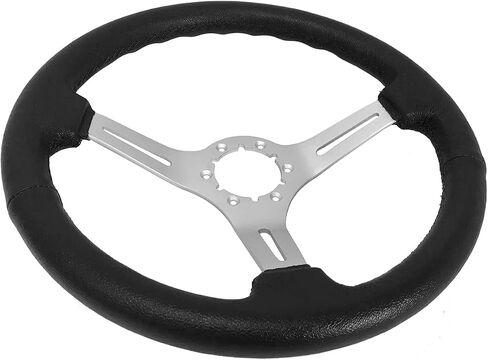 VSW S6 Steering Wheel, Black Leather 6 Bolt Brushed Slotted 3-Spoke ST3014BLK in Saudi Arabia