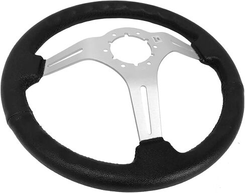 VSW S6 Steering Wheel, Black Leather 6 Bolt Brushed Slotted 3-Spoke ST3014BLK in Saudi Arabia