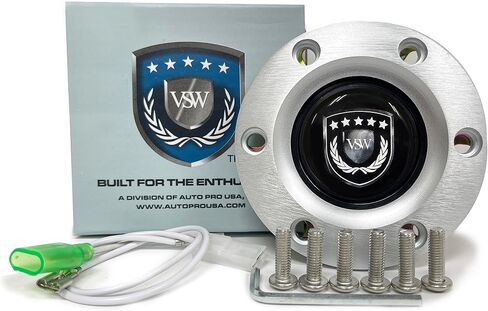 VSW S6 Steering Wheel, Black Leather 6 Bolt Brushed Slotted 3-Spoke ST3014BLK in Saudi Arabia