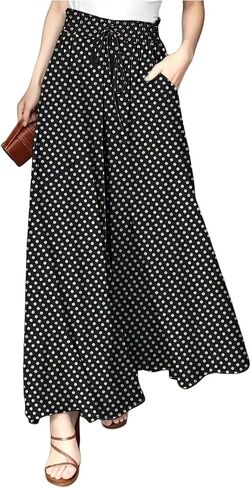 Milumia Women's Polka Dots Palazzo Pants High Waisted Wide Leg Casual Flowy Pants Trousers in Saudi Arabia