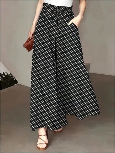 Milumia Women's Polka Dots Palazzo Pants High Waisted Wide Leg Casual Flowy Pants Trousers in Saudi Arabia