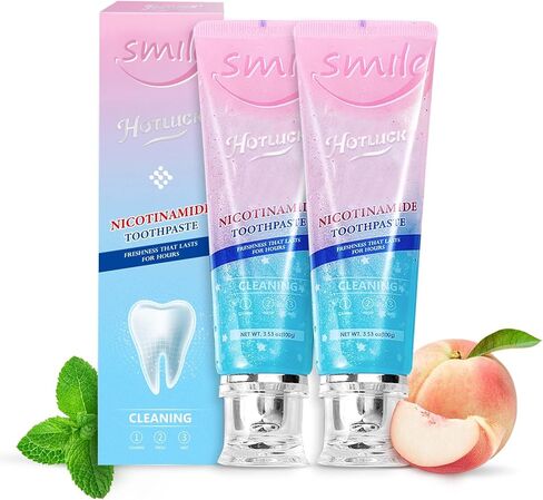 Hotluck Niacinamide Toothpaste, Tooth Paste for Gum Disease Repair, with Natural Peppermint Flavor for Teeth Whitening, Antimicrobial, Remineralizing Enamel &Sensitive Relief, 3.53 Oz(2 Pack) in Saudi Arabia