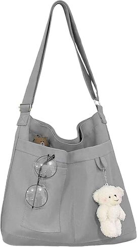 حقيبة حمل قماشية لطيفة مع سحاب، حقيبة كتف نسائية قابلة لإعادة الاستخدام للتسوق وصالة الألعاب الرياضية in Kuwait