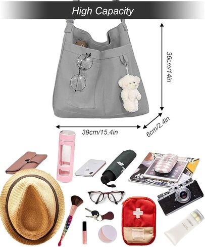 حقيبة حمل قماشية لطيفة مع سحاب، حقيبة كتف نسائية قابلة لإعادة الاستخدام للتسوق وصالة الألعاب الرياضية in Kuwait