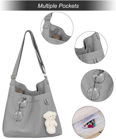 حقيبة حمل قماشية لطيفة مع سحاب، حقيبة كتف نسائية قابلة لإعادة الاستخدام للتسوق وصالة الألعاب الرياضية in Kuwait