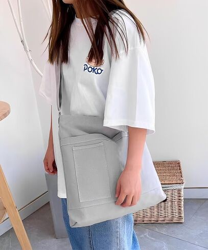 حقيبة حمل قماشية لطيفة مع سحاب، حقيبة كتف نسائية قابلة لإعادة الاستخدام للتسوق وصالة الألعاب الرياضية in Kuwait