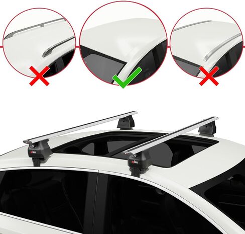 Compatible with Audi A3 (8P) Pre-Facelift 2004-2007 ACE-4 Car Roof Rack Cross Bar Grey Aluminium 2 Bars in Saudi Arabia