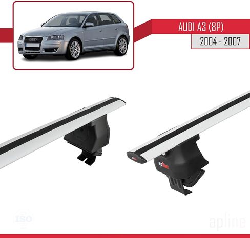 Compatible with Audi A3 (8P) Pre-Facelift 2004-2007 ACE-4 Car Roof Rack Cross Bar Grey Aluminium 2 Bars in Saudi Arabia