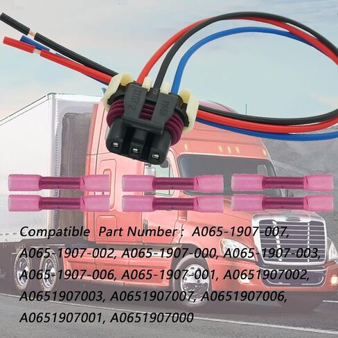 2 Pcs 3 Wires Front Turn Signal Lights Wiring Harness Connector Pigtail Plug Fit for Freightliner Cascadia 2008-2017 Replaced OE# A0651907007 in Saudi Arabia