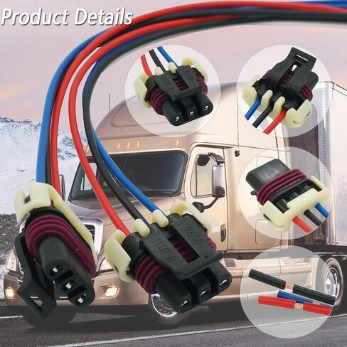 2 Pcs 3 Wires Front Turn Signal Lights Wiring Harness Connector Pigtail Plug Fit for Freightliner Cascadia 2008-2017 Replaced OE# A0651907007 in Saudi Arabia