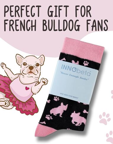 جوارب InnoBeta French Bulldog Gifts للنساء والرجال - هدايا لمحبي الكلاب - للجنسين in Saudi Arabia