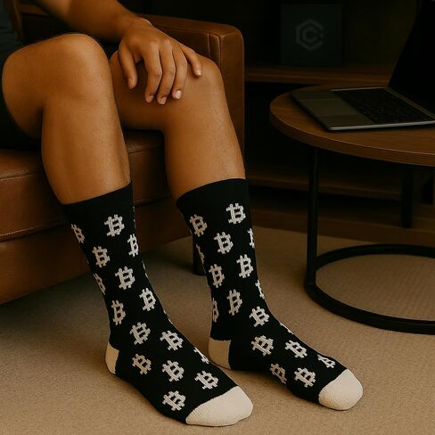 Bitcoin Socks - 2 Pack Cushioned Crew Socks with Arch Compression for a Secure Fit – Perfect Crypto Gift in Saudi Arabia
