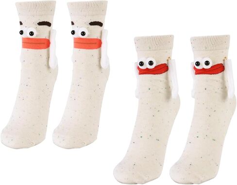 جوارب مضحكة ثلاثية الأبعاد بأيدي مغناطيسية - جوارب مبتكرة وجذابة للأزواج، أفضل هدية لعيد الميلاد. in Kuwait