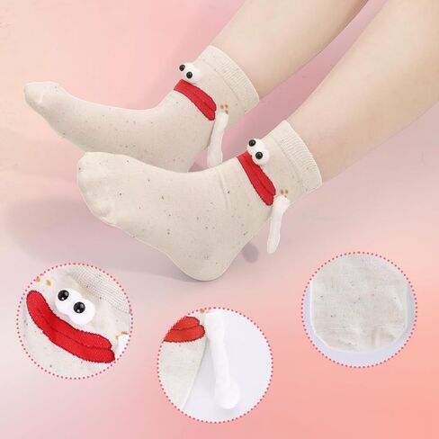 جوارب مضحكة ثلاثية الأبعاد بأيدي مغناطيسية - جوارب مبتكرة وجذابة للأزواج، أفضل هدية لعيد الميلاد. in Kuwait