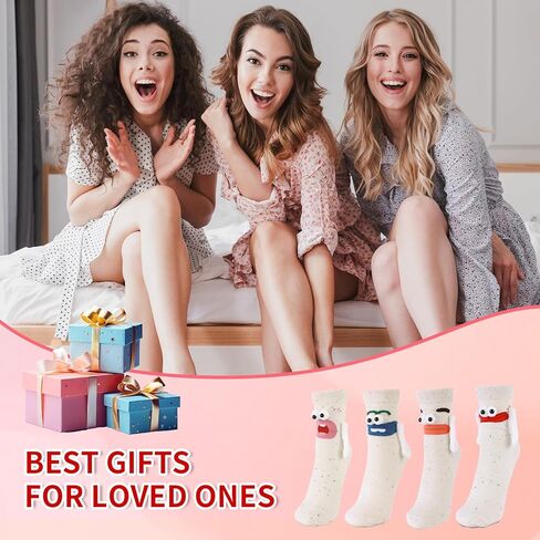 جوارب مضحكة ثلاثية الأبعاد بأيدي مغناطيسية - جوارب مبتكرة وجذابة للأزواج، أفضل هدية لعيد الميلاد. in Kuwait