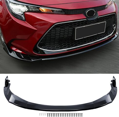 Fits Toyota Corolla 2019 2020 2021 2022 Front Bumper Lip Body Kit Spoiler 1 Set, Shiny Black in Kuwait