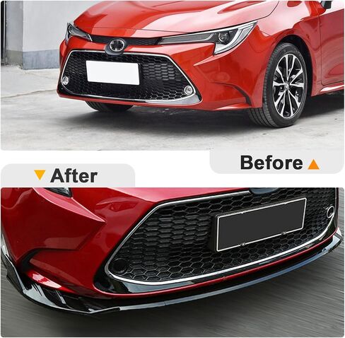 Fits Toyota Corolla 2019 2020 2021 2022 Front Bumper Lip Body Kit Spoiler 1 Set, Shiny Black in Kuwait