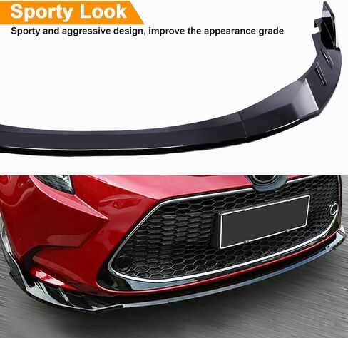 Fits Toyota Corolla 2019 2020 2021 2022 Front Bumper Lip Body Kit Spoiler 1 Set, Shiny Black in Kuwait