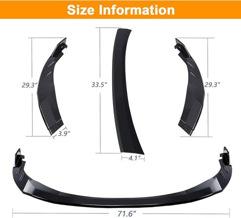 Fits Toyota Corolla 2019 2020 2021 2022 Front Bumper Lip Body Kit Spoiler 1 Set, Shiny Black in Kuwait