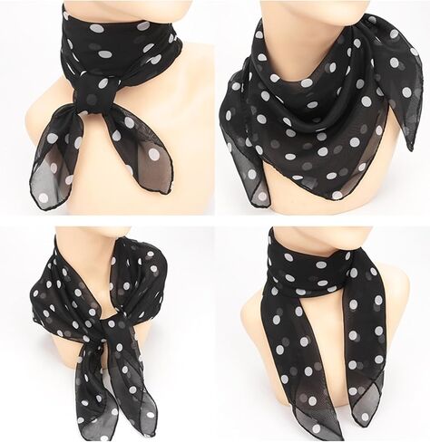 INOGIH Polka-Dot Chiffon-Sheer-Square Neck-Head-Scarf for Women Hip-Hop- Scarf 1950s Party Halloween-Costume in Saudi Arabia