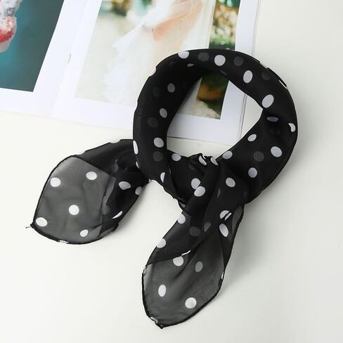 INOGIH Polka-Dot Chiffon-Sheer-Square Neck-Head-Scarf for Women Hip-Hop- Scarf 1950s Party Halloween-Costume in Saudi Arabia