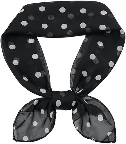 INOGIH Polka-Dot Chiffon-Sheer-Square Neck-Head-Scarf for Women Hip-Hop- Scarf 1950s Party Halloween-Costume in Saudi Arabia