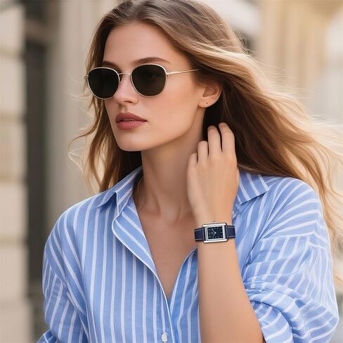 SHENGKE Minimalist Vintage Square Watches for Women with Leather Strap in Kuwait
