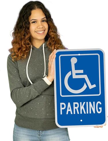 Brimar - 12" x 18" - Accessible Parking Sign - .063″ Engineering Grade Reflective Aluminum - Bold Text and Symbol - Easy Installation in Kuwait