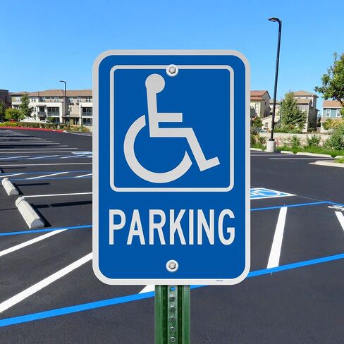 Brimar - 12" x 18" - Accessible Parking Sign - .063″ Engineering Grade Reflective Aluminum - Bold Text and Symbol - Easy Installation in Kuwait