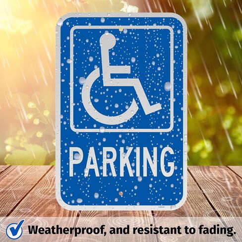 Brimar - 12" x 18" - Accessible Parking Sign - .063″ Engineering Grade Reflective Aluminum - Bold Text and Symbol - Easy Installation in Kuwait