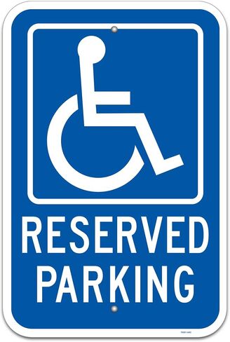 Brimar - 12" x 18" - Accessible Parking Sign - .063″ Engineering Grade Reflective Aluminum - Bold Text and Symbol - Easy Installation in Kuwait
