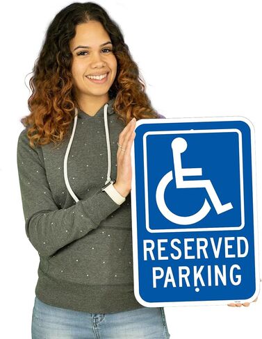 Brimar - 12" x 18" - Accessible Parking Sign - .063″ Engineering Grade Reflective Aluminum - Bold Text and Symbol - Easy Installation in Kuwait
