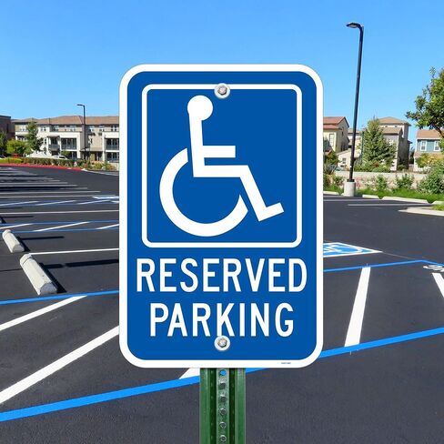 Brimar - 12" x 18" - Accessible Parking Sign - .063″ Engineering Grade Reflective Aluminum - Bold Text and Symbol - Easy Installation in Kuwait